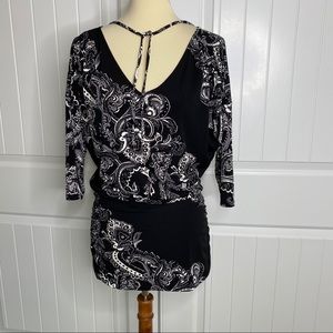 WHBM black & white choker tunic top size small